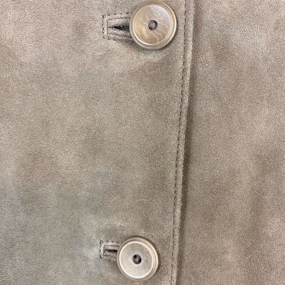 Eileen Fisher Suede Round Neck Long Jacket in Walnut Size XL New! - Picture 4 of 10